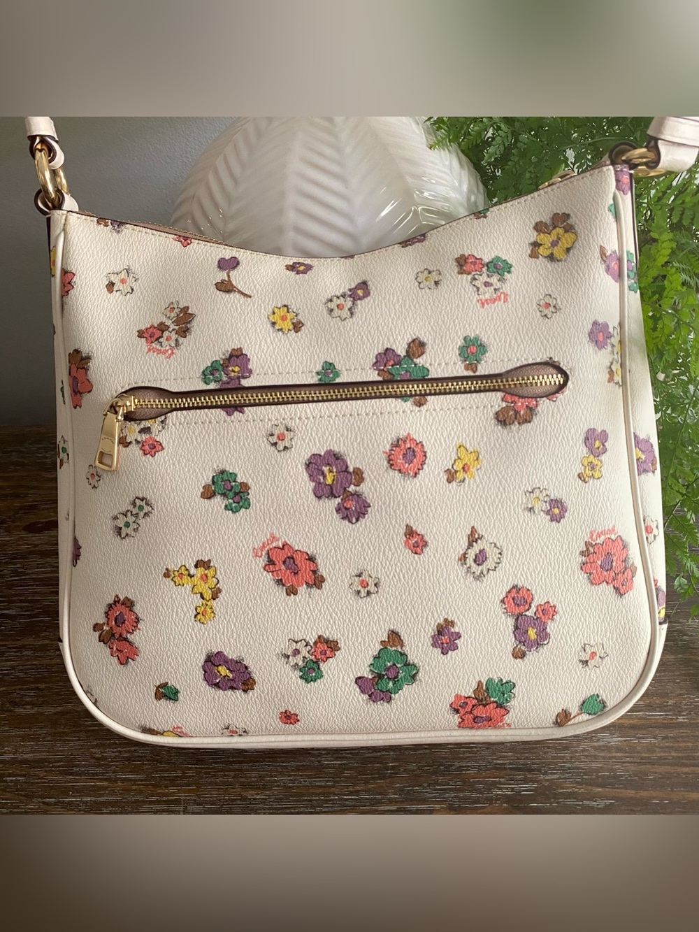 Coach ELLIE FILE BAG WITH SPACED FLORAL FIELD PRINT Crossbody Beige Gold - Picture 14 of 16